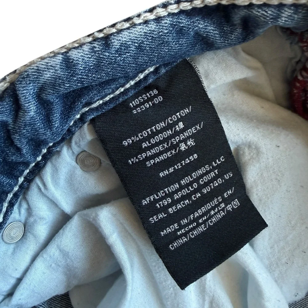 VINTAGE Y2K Affliction Black Premium Jeans Mens ACE 40x34 Acid Wash Straight Leg